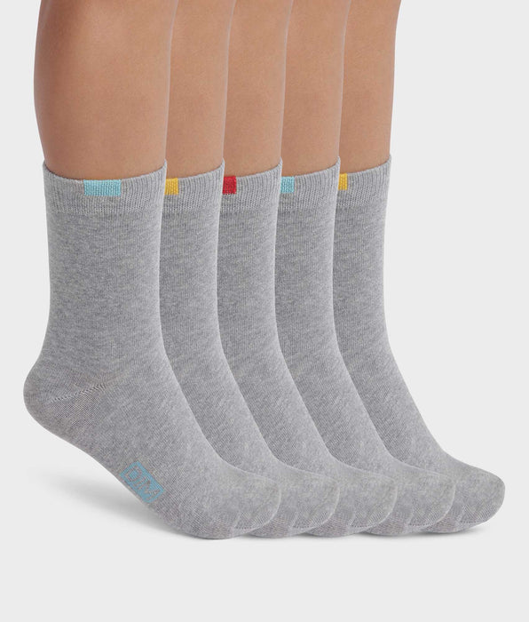DIM Pack de 5 pares de calcetines infantiles de algodón gris EcoDim