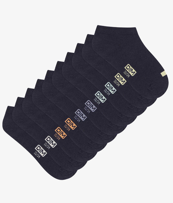 DIM Pack de 5 pares de calcetines unisex de algodón azul marino con etiquetas EcoDim