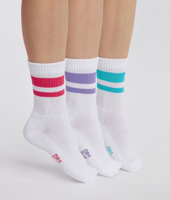 DIM Pack de 3 pares de calcetines de mujer en algodón Rojo EcoDim Sport