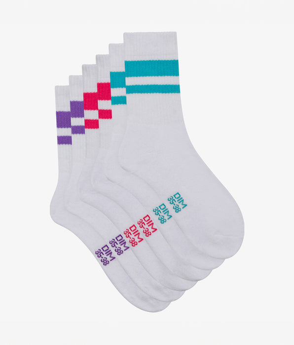 DIM Pack de 3 pares de calcetines de mujer en algodón Rojo EcoDim Sport