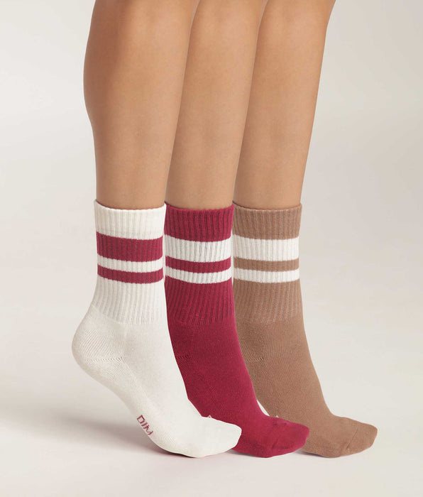 DIM Pack de 3 pares de calcetines Café EcoDim Sport de algodón para mujer