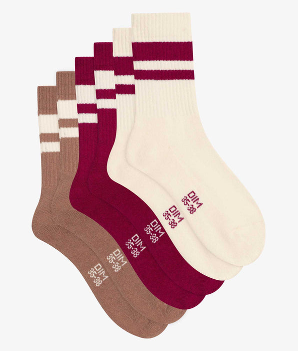 DIM Pack de 3 pares de calcetines Café EcoDim Sport de algodón para mujer