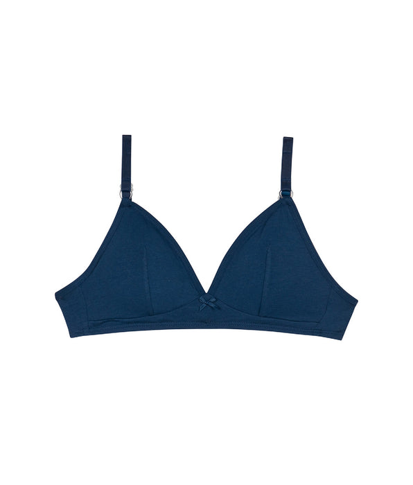 DIM Sujetador triangular sin aros en algodón bio Azul Marino Skin Care