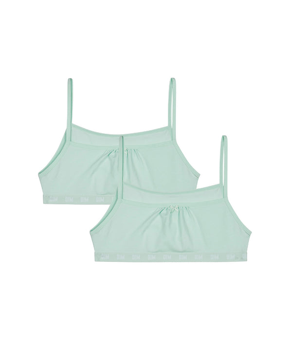 DIM Pack de 2 sujetadores de niña sin aros en algodón bio Azul Pastel Skin Care
