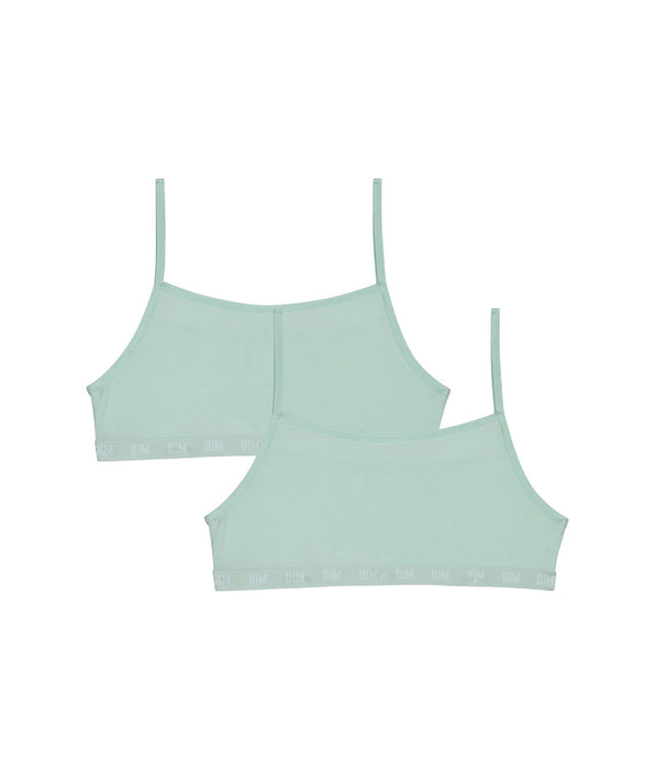 DIM Pack de 2 sujetadores de niña sin aros en algodón bio Azul Pastel Skin Care