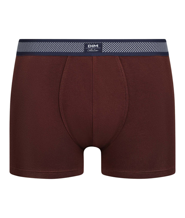 DIM Bóxer de hombre de algodón piqué modal y cinturilla a rayas rojo vino Dim Smart