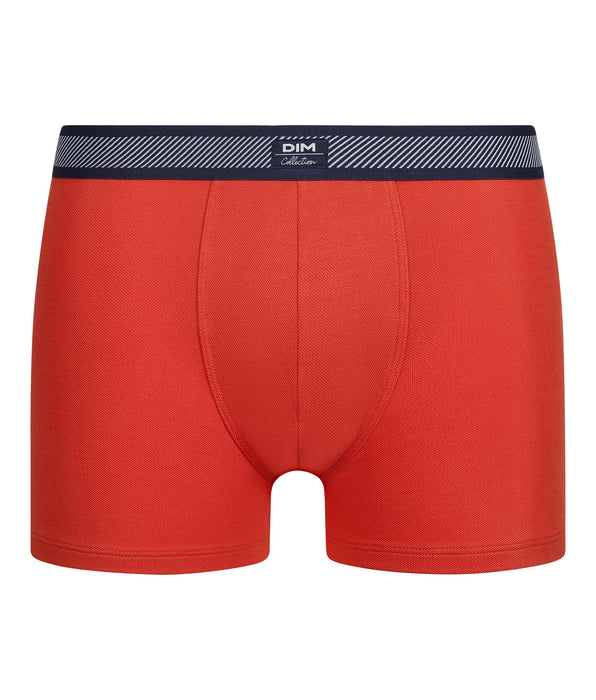 DIM Bóxer de hombre de algodón piqué modal y cinturilla a rayas naranja Dim Smart