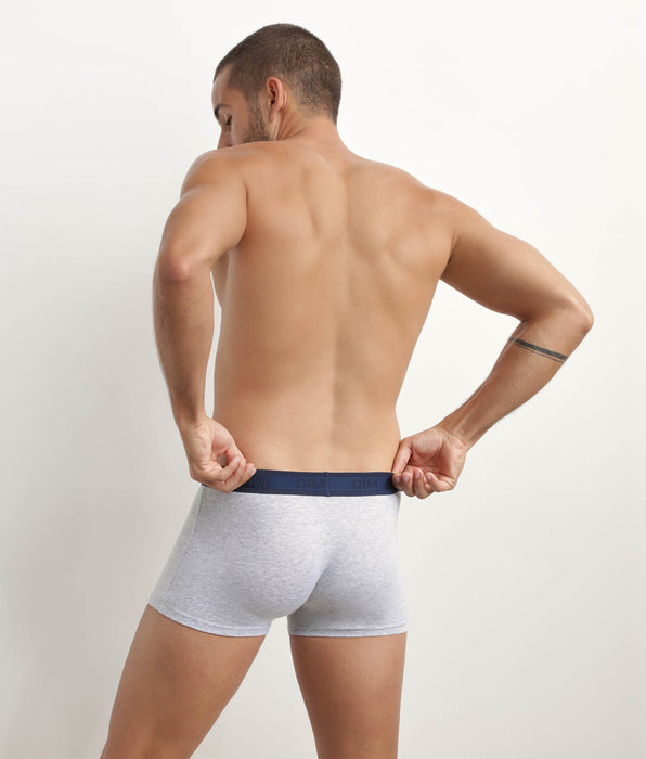 DIM Bóxer de hombre de algodón elástico y cinturilla contrastada Gris Dim Fancy