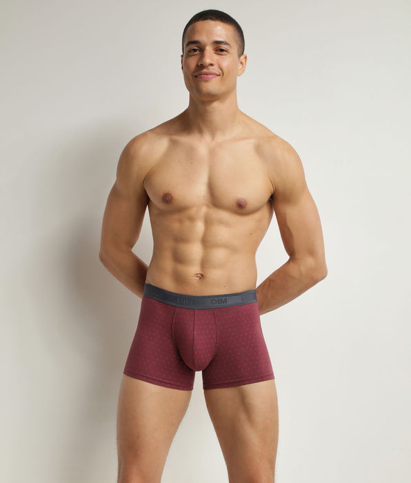 DIM Bóxer de hombre de algodón elástico rojo con lunares Dim Fancy