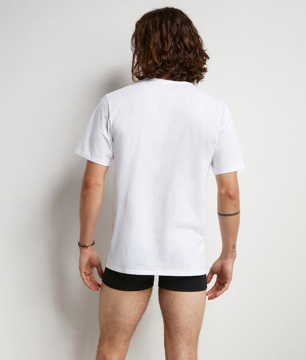 DIM Pack de 2 camisetas de hombre termorreguladoras en algodón Blanco cuello en V Dim Sport