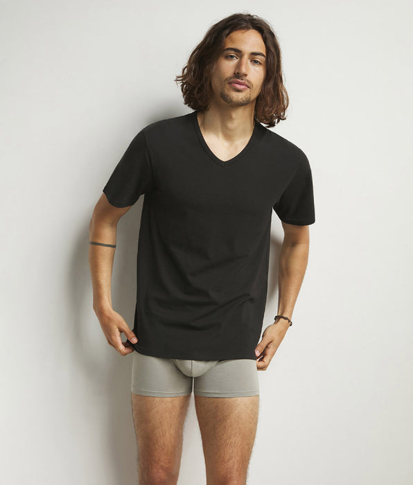 DIM Pack de 2 camisetas de hombre termorreguladoras en algodón Negro cuello en V Dim Sport