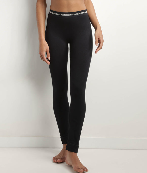 DIM Legging de mujer sin costuras en tejido canalé Negro Dim Icon Seamless