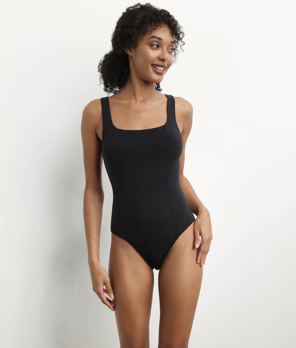 DIM Body de mujer de algodón modal con tirantes y escote cuadrado Negro Dim Icon