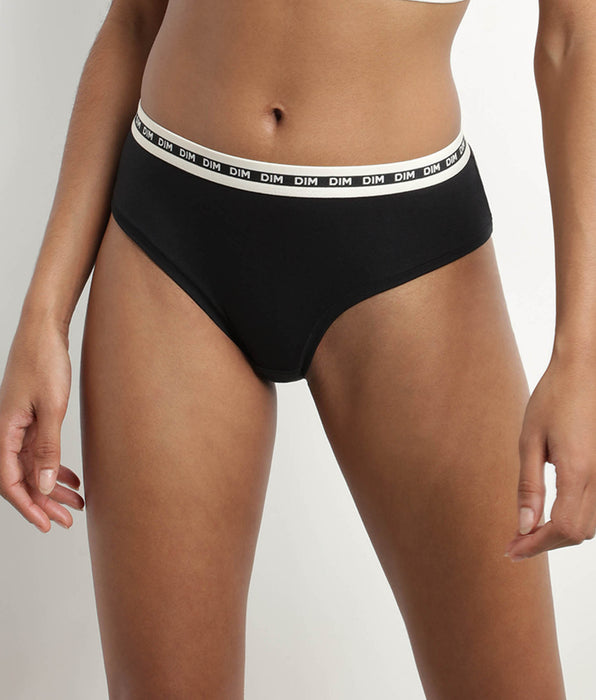 DIM Culotte de algodón modal Negro con cintura contrastada Dim Icon Essentiel