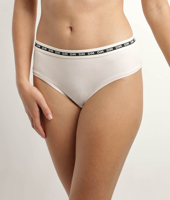 DIM Culotte de mujer de algodón modal con cinturilla contrastada Beis Dim Icon Essentiel