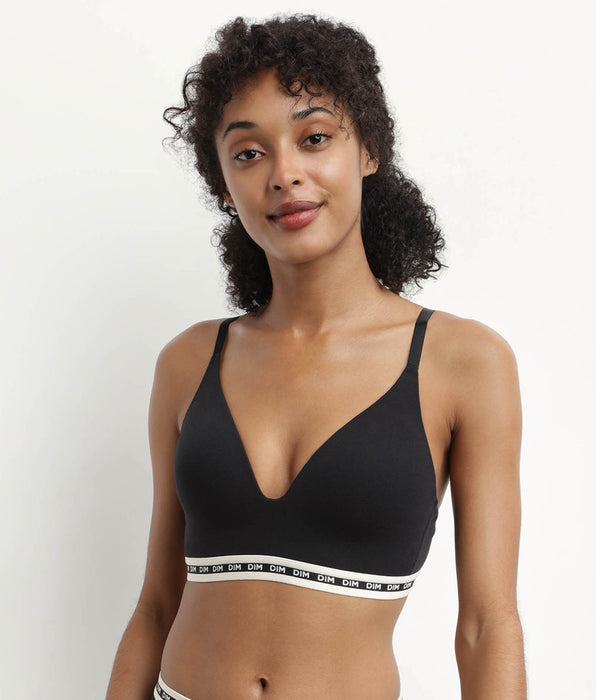 DIM Sujetador triangular de algodón modal con copas moldeadas Negro Dim Icon