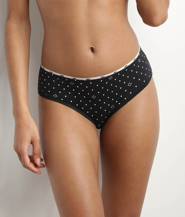 DIM Braga de mujer en algodón elástico Negro con estampado y logo Dim Icon Essentiel