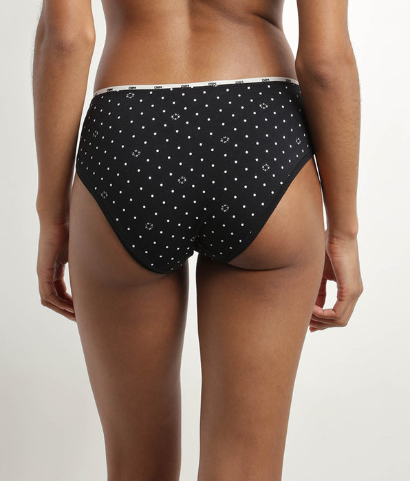 DIM Braga de mujer en algodón elástico Negro con estampado y logo Dim Icon Essentiel