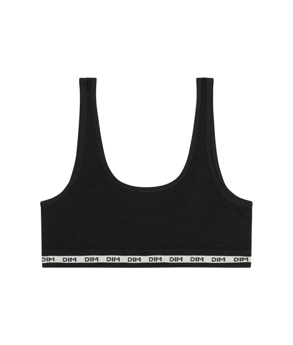 DIM Bralette de niña de tejido canalé Negro Dim Icons