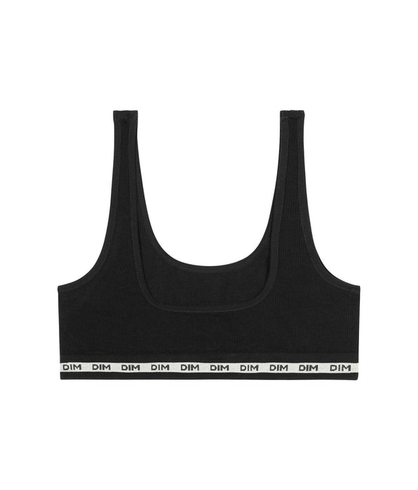 DIM Bralette de niña de tejido canalé Negro Dim Icons