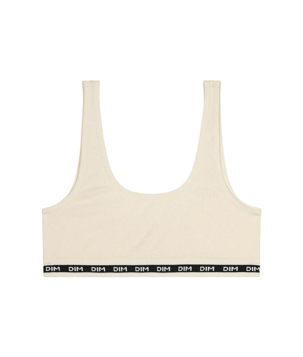 DIM Bralette de niña en tejido acanalado Beis Marfil Dim Icons