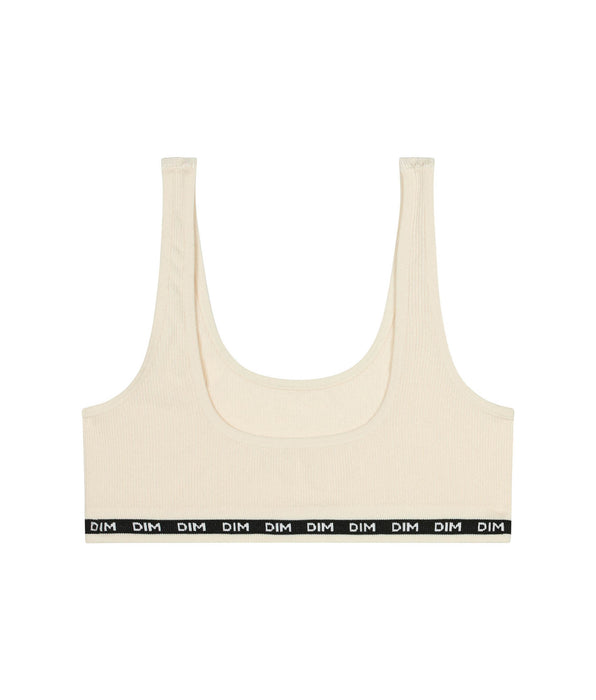 DIM Bralette de niña en tejido acanalado Beis Marfil Dim Icons
