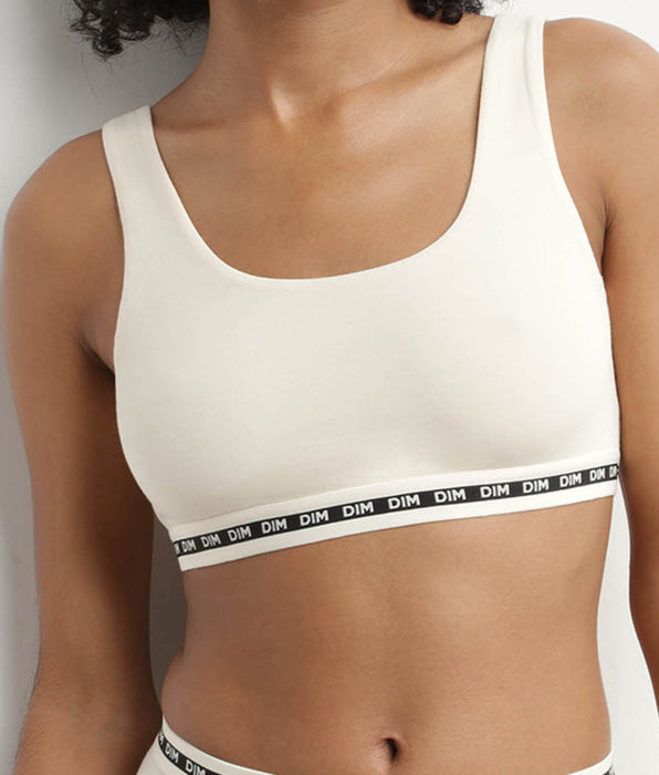 DIM Bralette sin aros de algodón modal Beis Marfil Dim Icons Seamless