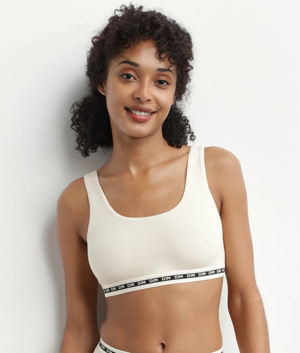 DIM Bralette sin aros de algodón modal Beis Marfil Dim Icons Seamless