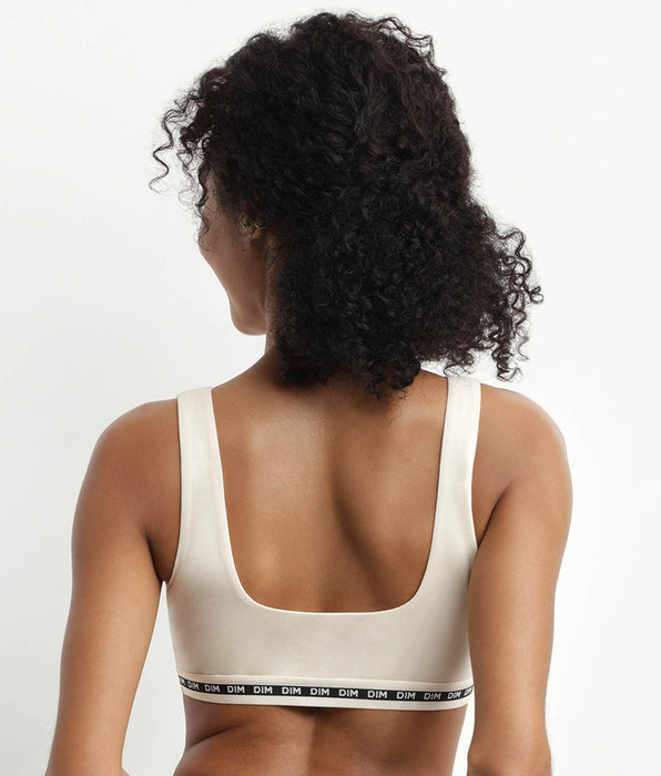 DIM Bralette sin aros de algodón modal Beis Marfil Dim Icons Seamless