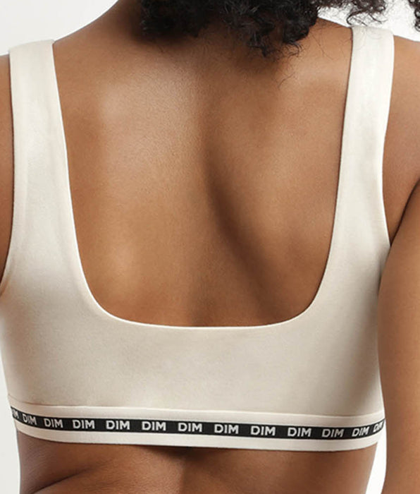 DIM Bralette sin aros de algodón modal Beis Marfil Dim Icons Seamless