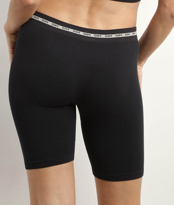 DIM Ciclista de mujer en canalé de microfibra Negro Dim Icons Seamless