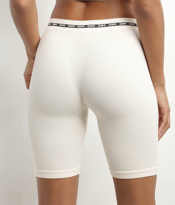 DIM Ciclista de mujer en microfibra canalé Beis marfil Dim Icons Seamless