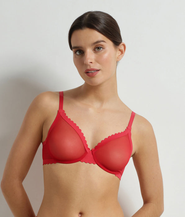 DIM Sujetador balconette de tul Rouge Dim Body Touch Cheeky