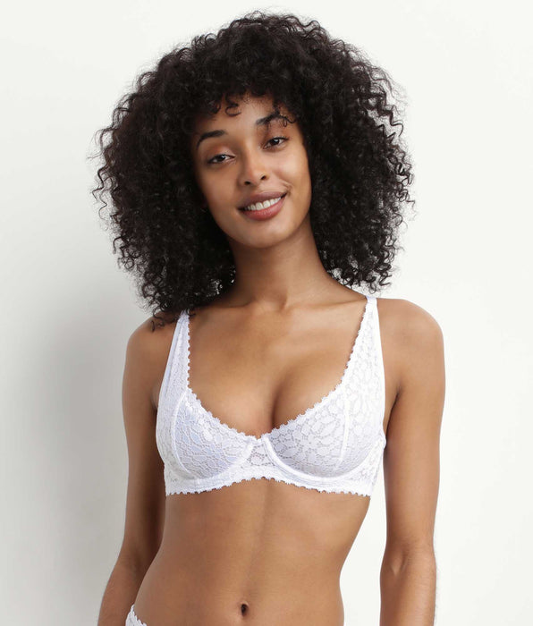 DIM Sujetador con aros de encaje floral blanco Daily Dentelle