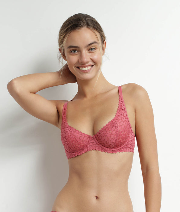 DIM Sujetador push-up con aros de encaje floral rosa Dim Daily
