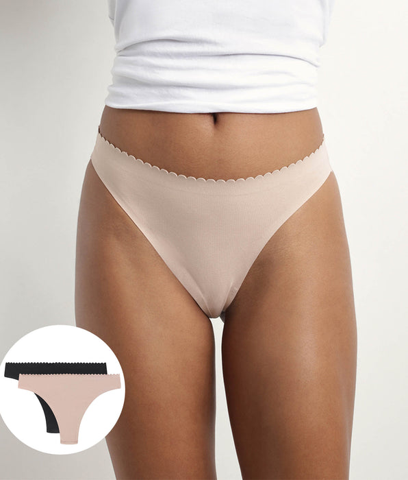 DIM Pack de 2 bragas brasileñas de mujer en microfibra Nude y Negro Body Touch Easy