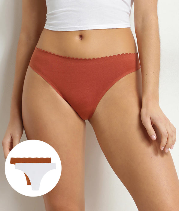 DIM Pack de 2 tangas para mujer Body Touch Easy en blanco y marrón
