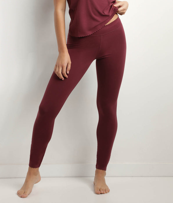 DIM Leggings de mujer opacos de algodón elástico Burdeos Body Touch Easy