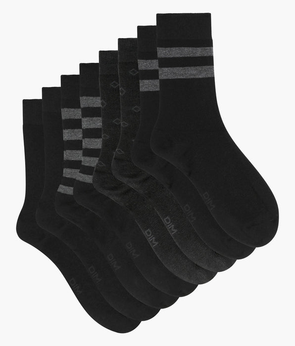DIM Pack de 4 pares de calcetines de hombre de algodón negro con estampados geométricos de EcoDim Style