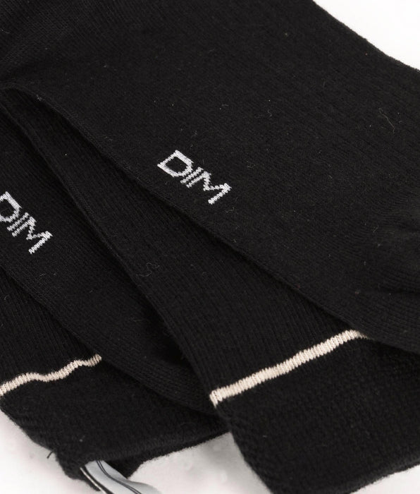 DIM Calcetines unisex de algodón acanalado negro con línea crema Iconos Dim