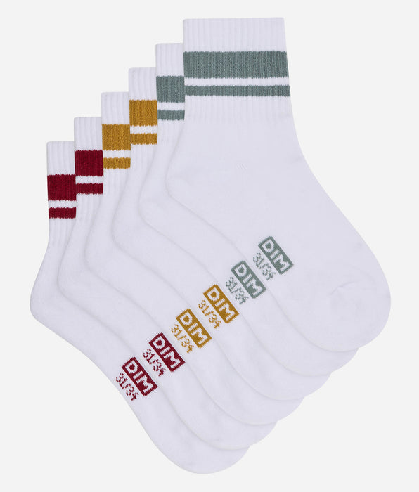 DIM Pack de 3 calcetines infantiles unisex de algodón EcoDIM Sport