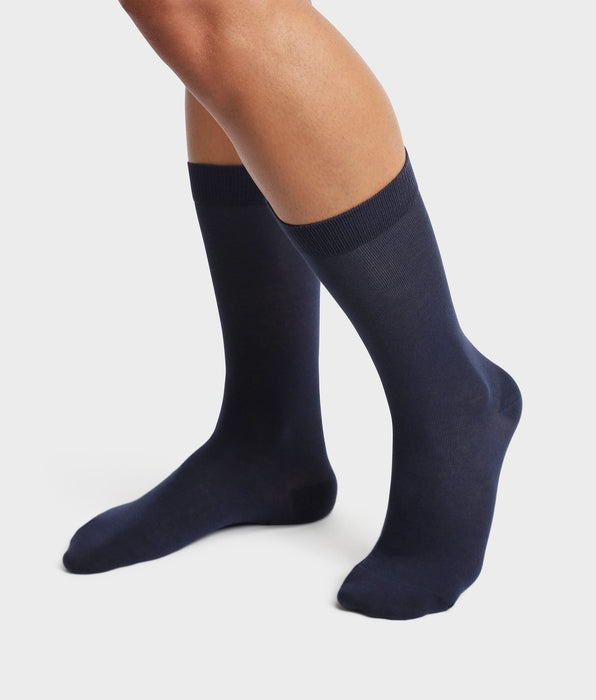 DIM Pack de 2 pares de calcetines de hombre de algodón orgánico Azul Marino Dim Good
