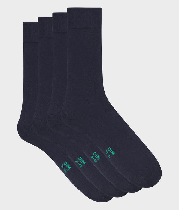 DIM Pack de 2 pares de calcetines de hombre de algodón orgánico Azul Marino Dim Good