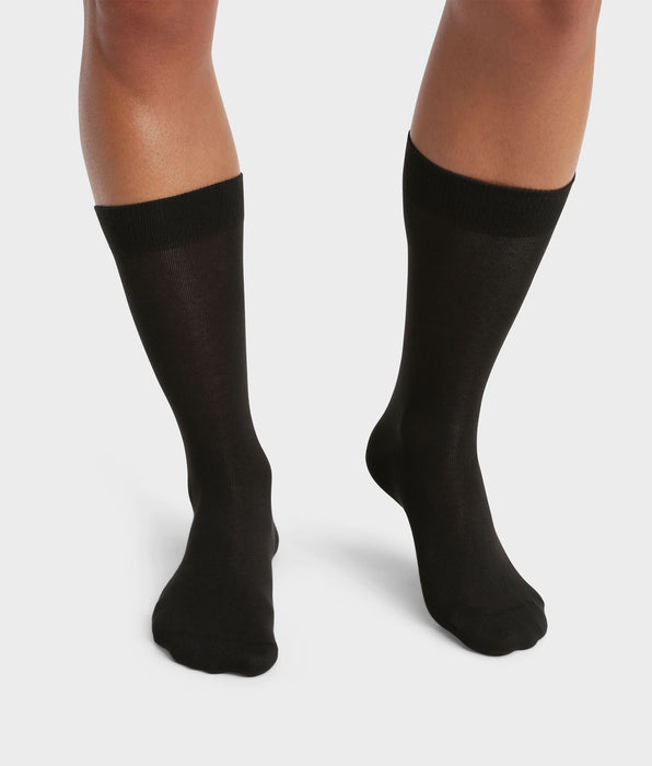 DIM Pack de 2 pares de calcetines altos para hombre de algodón orgánico Negro Dim Good