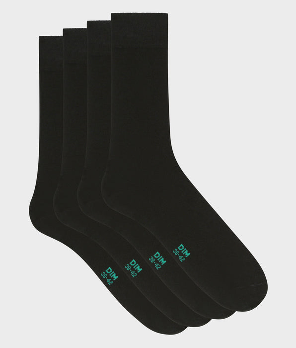 DIM Pack de 2 pares de calcetines altos para hombre de algodón orgánico Negro Dim Good