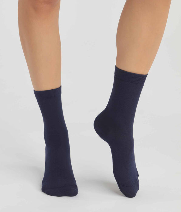 DIM Pack de 2 pares de calcetines de mujer de algodón orgánico Azul Marino Dim Good
