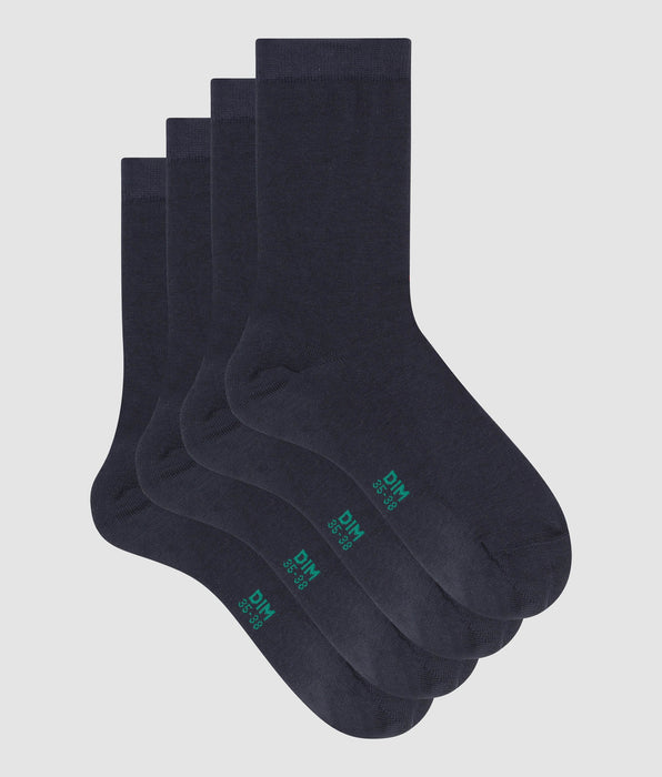DIM Pack de 2 pares de calcetines de mujer de algodón orgánico Azul Marino Dim Good