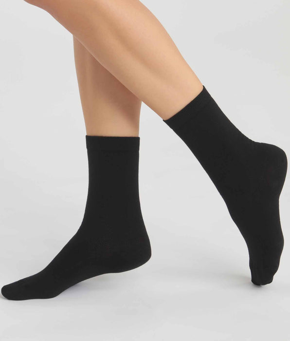 DIM Pack de 2 pares de calcetines de mujer de algodón orgánico Negro Dim Good