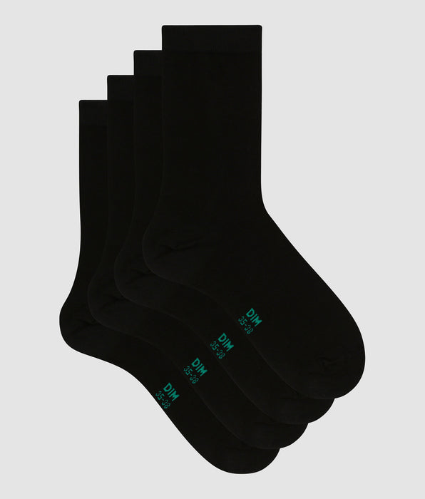 DIM Pack de 2 pares de calcetines de mujer de algodón orgánico Negro Dim Good