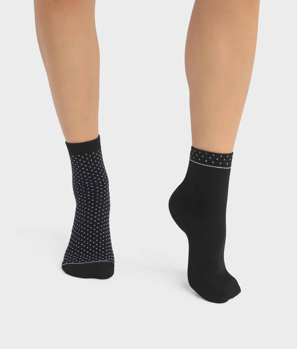 DIM Pack de 2 pares de calcetines de mujer de algodón orgánico con lunares Negro Dim Good